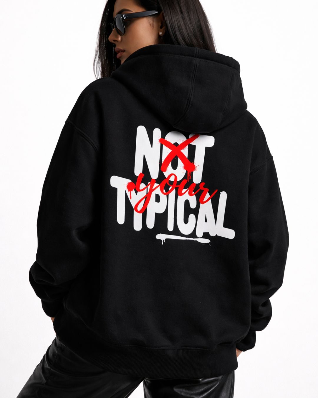 Not Your Typical Hoodie - Black/White/Red